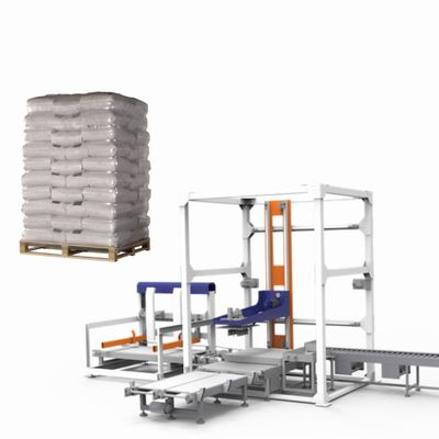 เครื่องพัสดุพัสดุที่ใช้เอง End Of Line Packaging Servo Palletising Machine ถุงซีเมนต์ กระปุกกระปุก