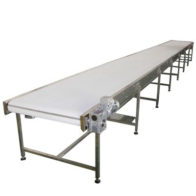 ระบบสายพานขนส่งผักผักผักผักผลไม้แนวตั้ง Flat PVC ขาว สําหรับอุตสาหกรรมอาหาร