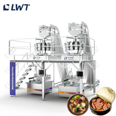 สายการผลิตอาหารกระป๋องไก่แบบอัตโนมัติเต็มรูปแบบ 220v/380v อุปกรณ์บรรจุกระป๋องเนื้อสัตว์
